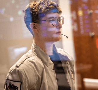 CMU student, Carmyn Talento, watches over Carnegie Mellon Mission Control.